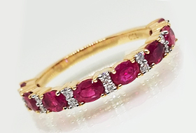 18k yellow gold ring with Rubies & Diamonds