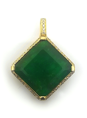 18k yellow gold pendant with Emerald & Diamonds