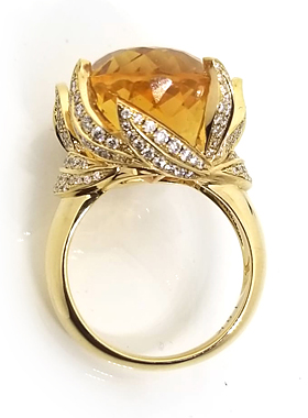 18k Yellow gold ring with Citrine & Diamonds